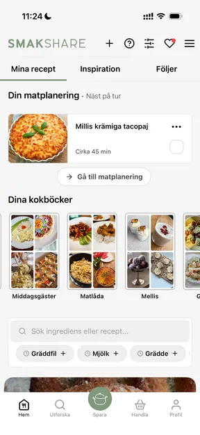 SmakShare-appens gränssnitt