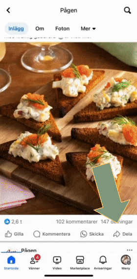 Spara recept från Facebook